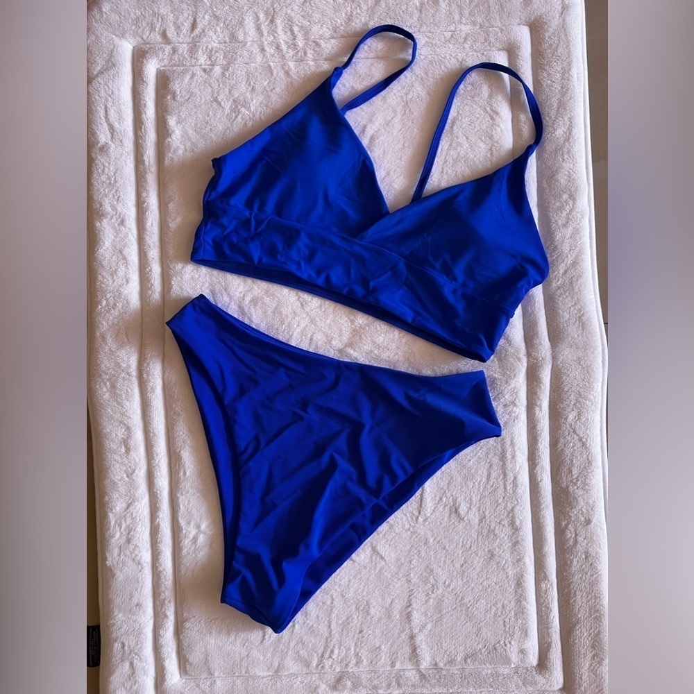 NWOT Womens Two Piece High Waisted Bikini unbranded size XL blue - Picture 5 of 14
